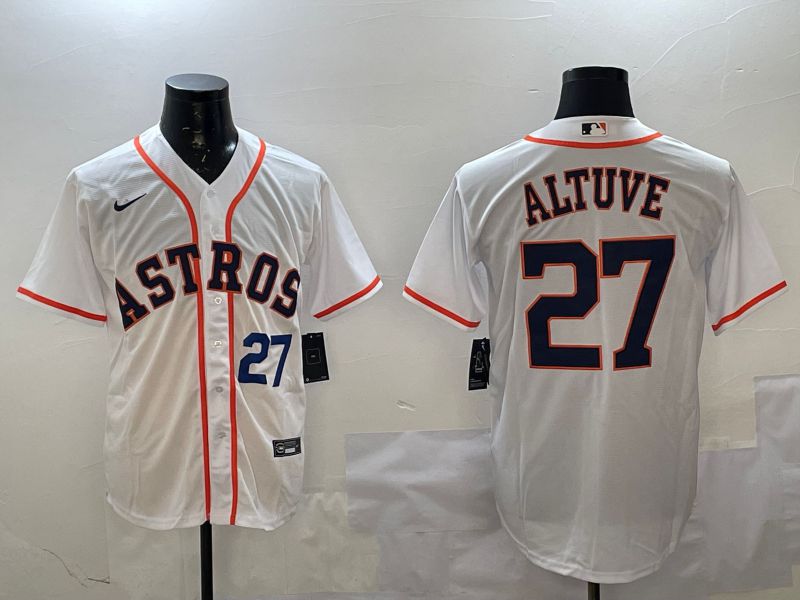 Men Houston Astros #27 Altuve White Game 2025 Nike MLB Jersey style 2